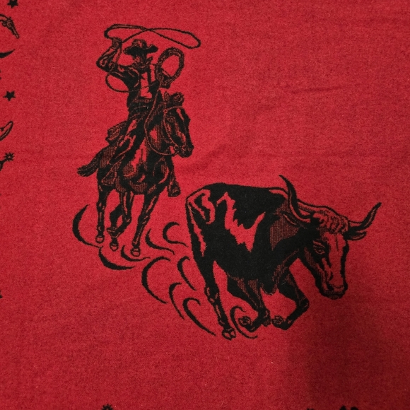Vintage Pendleton Woolen Mill Store Cowboy Rodeo Bull Western Wool Blanket - Picture 8 of 11